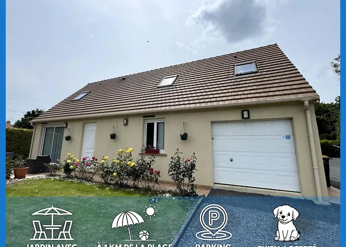 Saint Ho Mer Maison Lumineuse Vue Mer 8 Pers 4 Chambres 2 Sdb 2 Wc Etage Renove En 2025 Belle Terrasse Grand Jardin Clos Parking 8 Mn A Pied Petite Plage Grand Jardin Pres De Port En Bessin, Bayeux Et Plage Omaha Beach